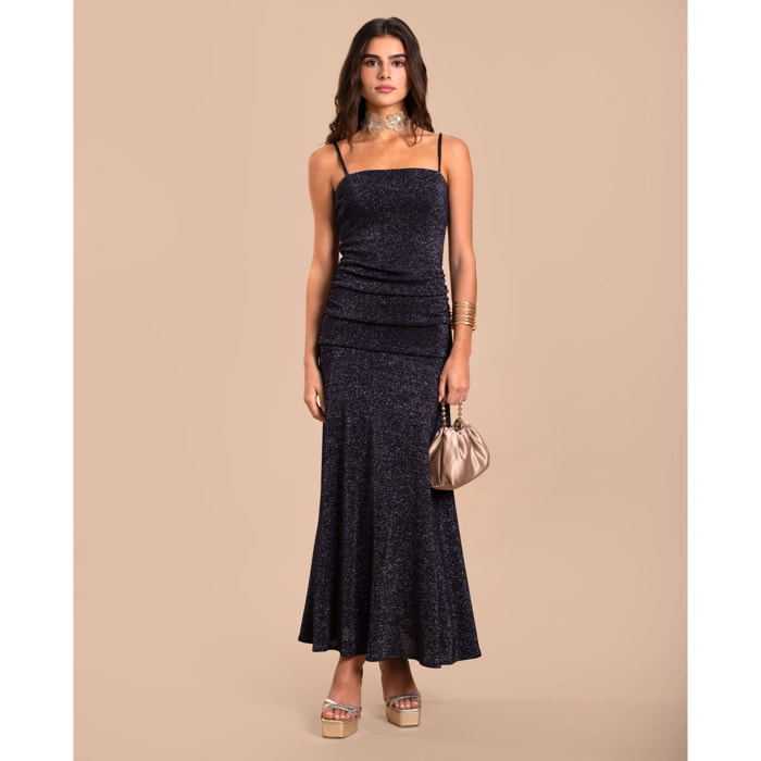 Vestido midi de tirantes con brillo