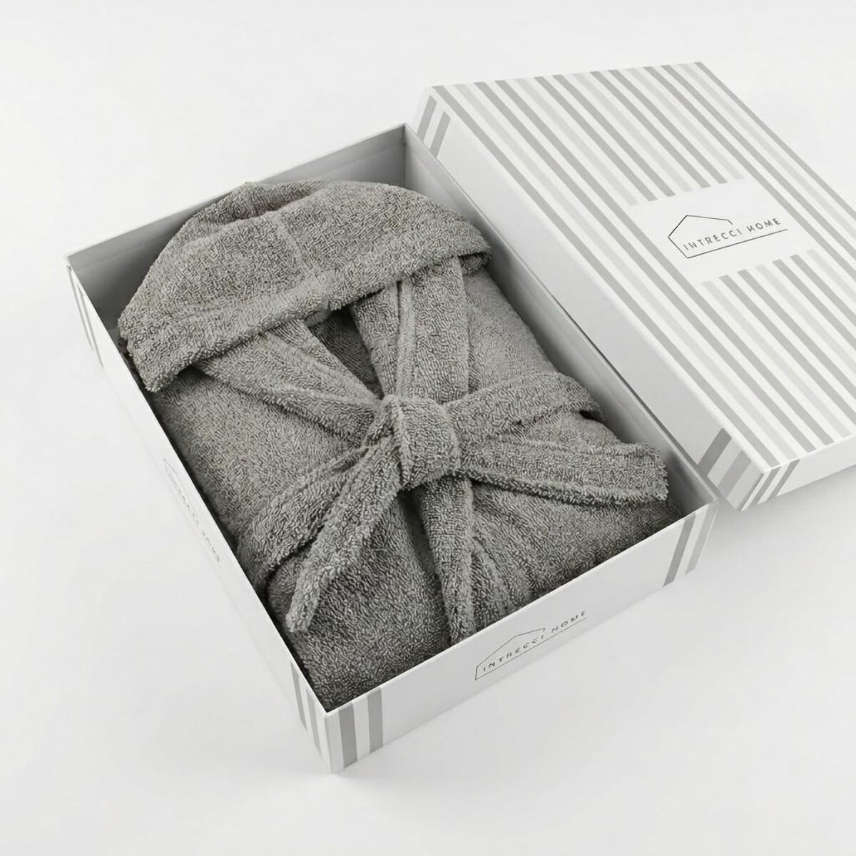 INTRECCI HOME Accappatoio Uomo e Donna, in Puro Cotone Jacquard 500 g, , Morbidezza Extra, Avvolgente, con Cappuccio e Tasche, Elegante e Confortevole,