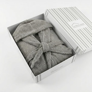 INTRECCI HOME Accappatoio Uomo e Donna, in Puro Cotone Jacquard 500 g, , Morbidezza Extra, Avvolgente, con Cappuccio e Tasche, Elegante e Confortevole,