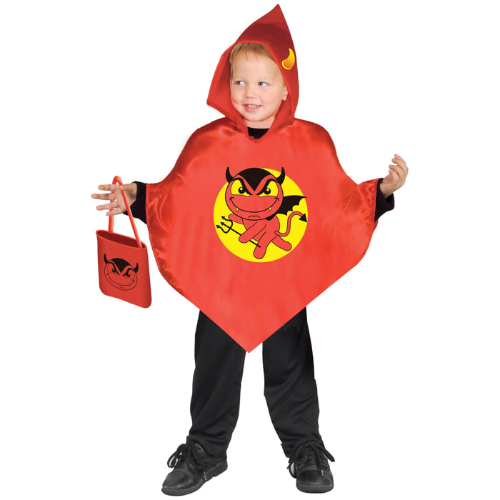 Costume Halloween Baby Poncho Rosso Diavoletto Bambino