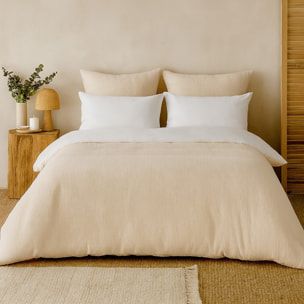 Parure housse de couette gaze de microfibre ecru naturel