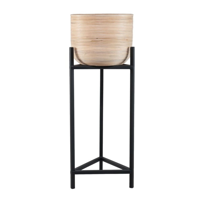 Cache pot en rotin pieds en métal noir 35cm h78-95cm LIMA