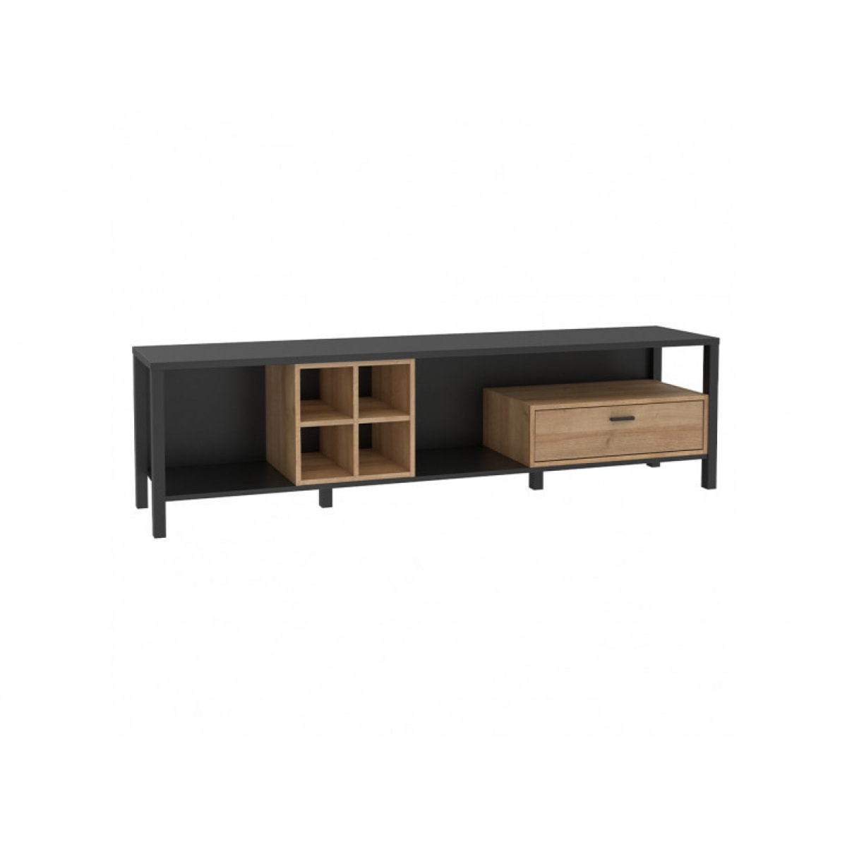 Meuble TV avec rangement en bois effet chêne - MIAMI