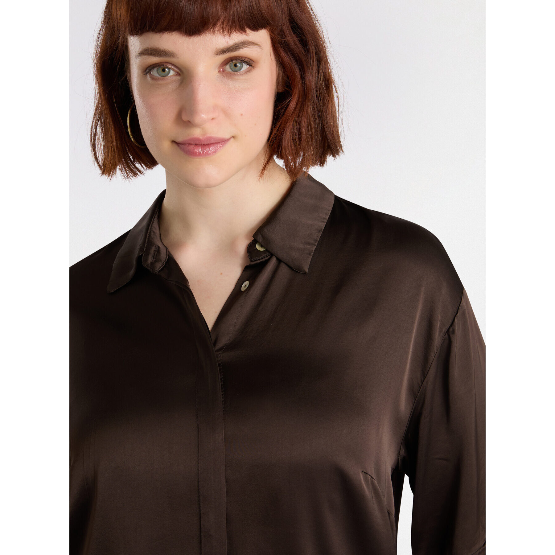 Fiorella Rubino - Camisa de satén elástico - Marrón
