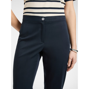 Elena Mirò - Pantalones rectos en raso stretch - Azul