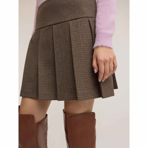 Motivi - Minigonna a pieghe fantasia check - Beige