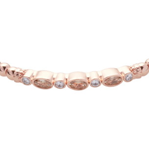 Bracciale U.S. Polo Assn. Rigido aperto in metallo dorato rosa con cristalli bianchi e topazio