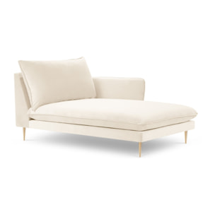 Méridienne droite "Vienna" en velours beige clair