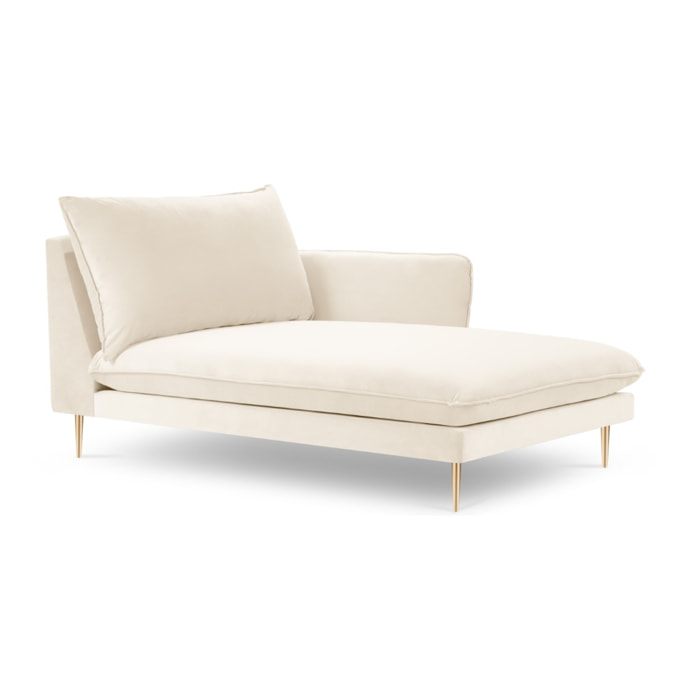 Méridienne droite "Vienna" en velours beige clair