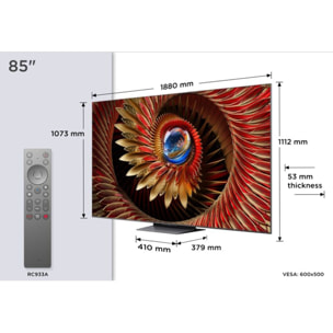 TV Mini Led TCL 85C89K 2025-85 pouces (215cm)