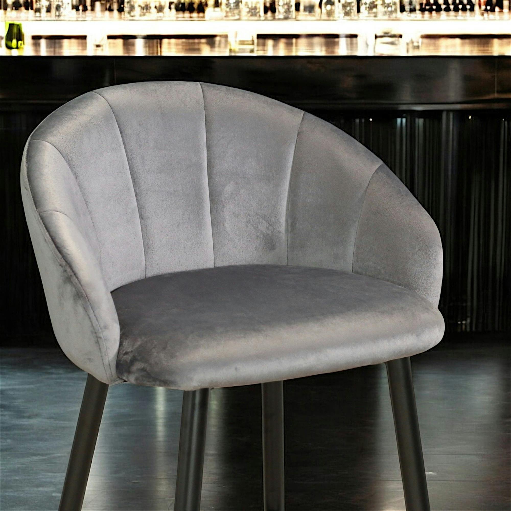Chaise de bar coquillage velours gris (lot de 2) HAWAI