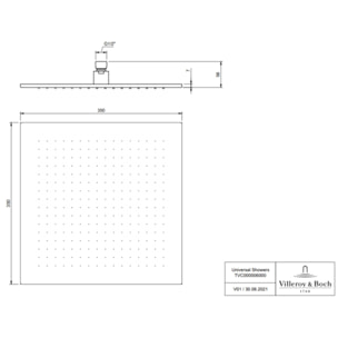 Douche de tête 350 Universal rectangle Or mat