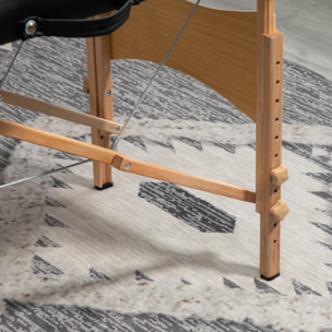 Table de massage pliante lit table de beauté 2 zones portable sac de tranport inclus hauteur réglable dim. 185L x 60l x 61-88H cm bois massif revêtement synthétique noir