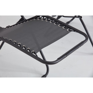 Lot de 2 transats inclinables noir et gris foncé ANALU
