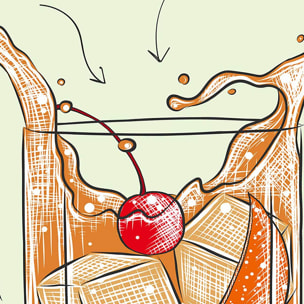 Affiche encadrée cocktail Old Fashioned Affiche + cadre en métal - Noir