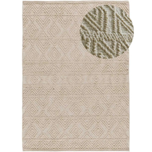 PAMUK Alfombra étnica algodón reciclado con relieve en crema, varias medidas disponibles