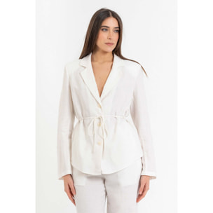 Kocca - Giacca blazer da donna in lino e cotone con cintura Donna