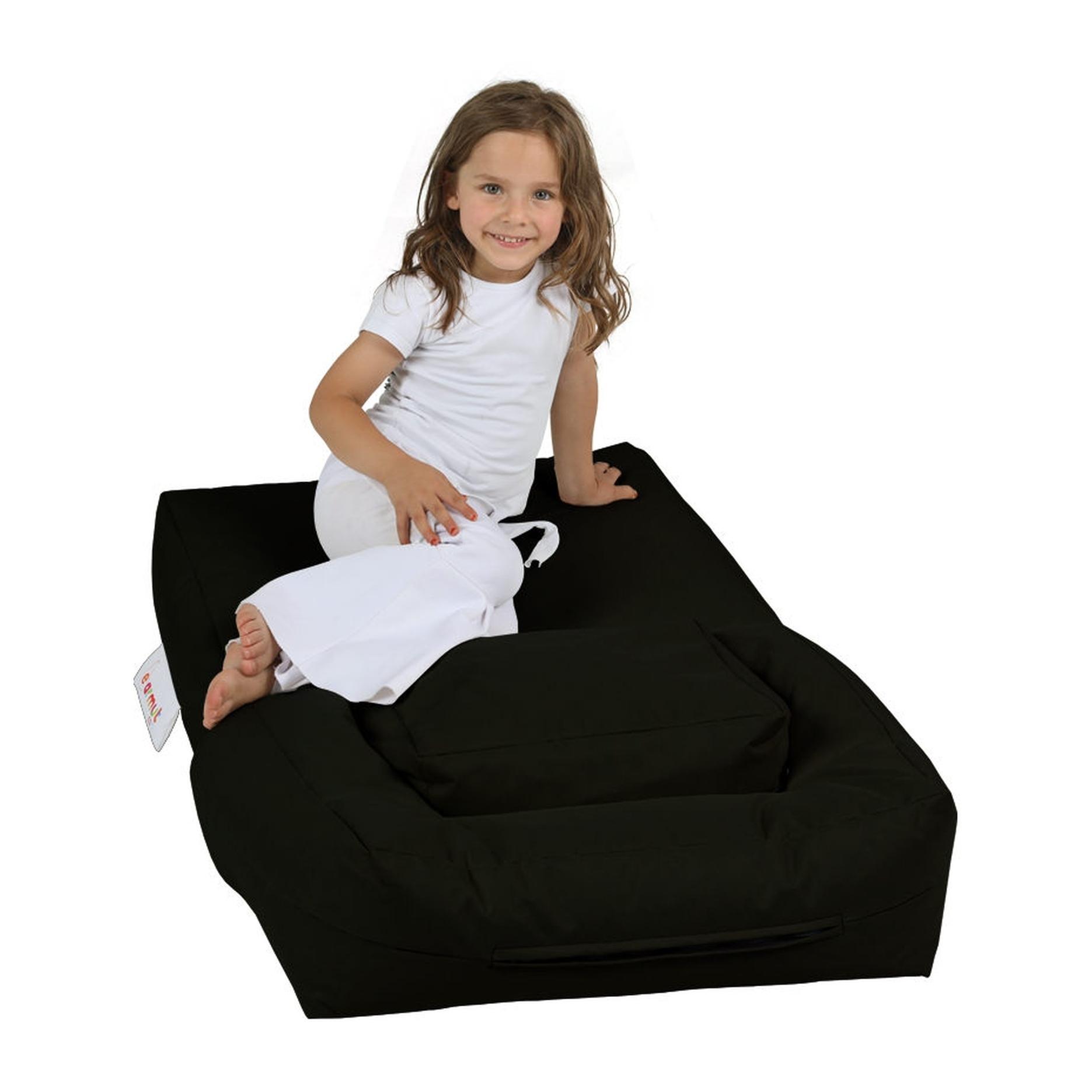 Sillón + puf para niños para exteriores negro