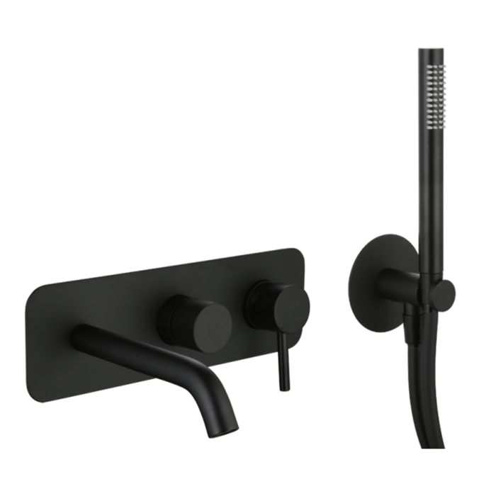 Mitigeur bain douche mécanique mural + douchette 1 jet + corps encastré PAINI Cox noir mat