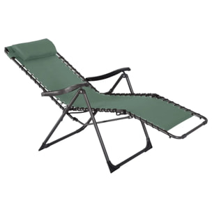 Fauteuil relax de jardin "Silos" vert olive acier traité époxy en texaline