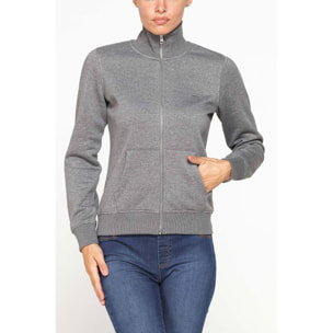 FELPA FULL ZIP A COLLO ALTO IN TESSUTO FELPATO