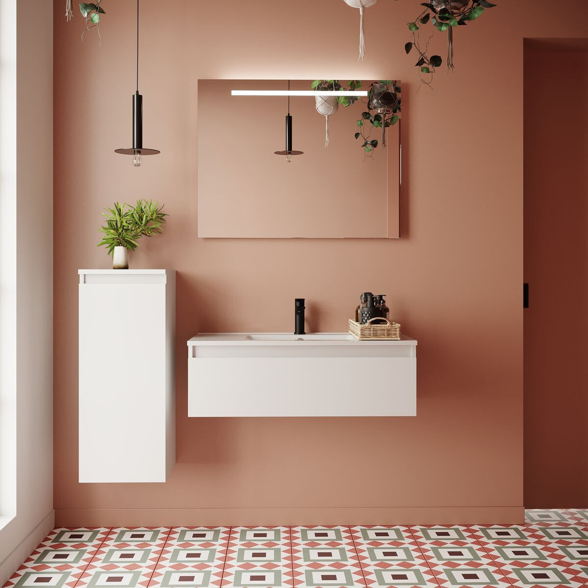 Ensemble double vasque 1 tiroir + miroir - HUDSON