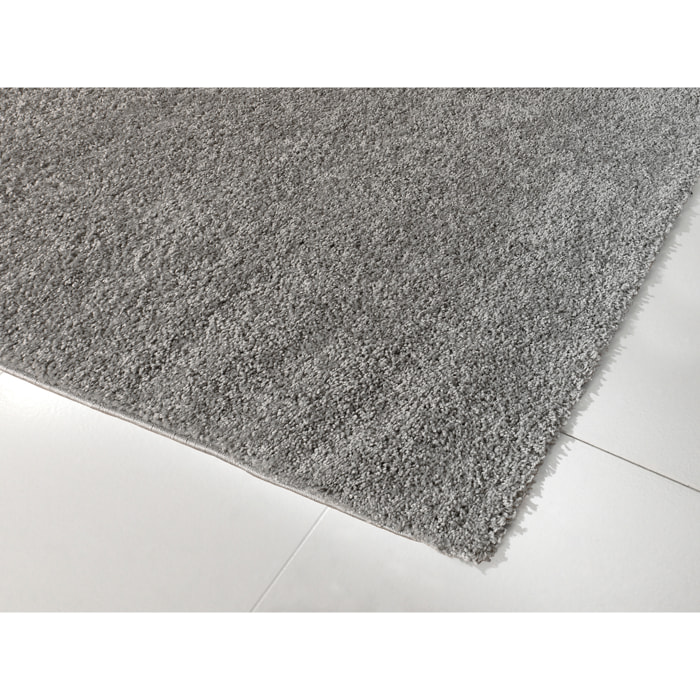 Uni - tapis de salon en laine artificielle gris