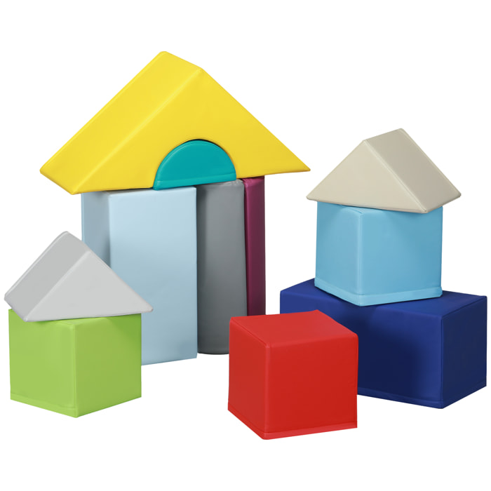 11 blocs de construction en mousse XXL - modules de motricité - jouets éducatifs - certifiés normes EN71-1-2-3 - mousse EPE revêtement PU gris