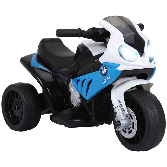 Moto Eléctrica para Niños de 18-36 Meses con Licencia BMW S1000RR Motocicleta de Batería 6V Moto Infantil con Música Carga 20 kg Azul