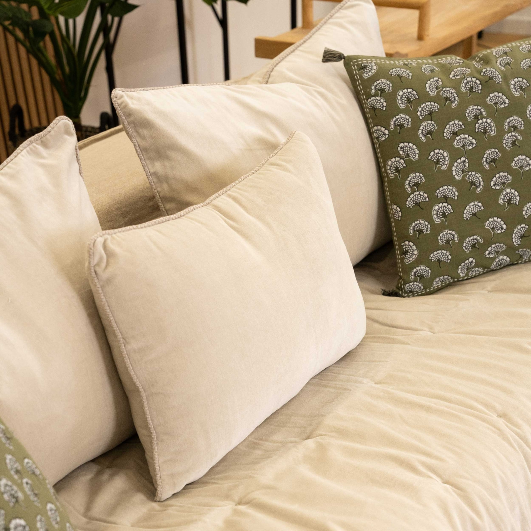 Coussin en velours réversible - Naturel
