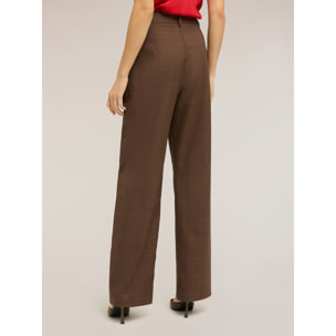 Motivi - Pantaloni palazzo in poliviscosa check - Marrone