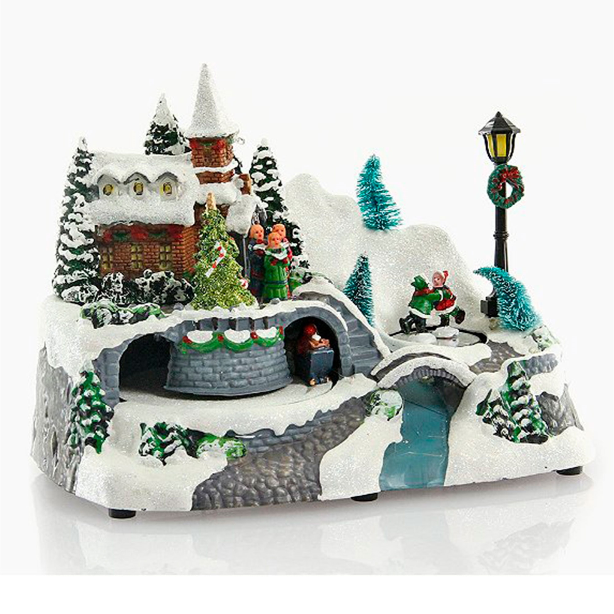 CASA DE LUCES DE PUEBLO CON BATERÍAS DECORACIÓN NAVIDEÑA