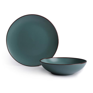 Set 12 Piatti in Ceramica, lavabile in lavastoviglie e adatto a microonde, Intrecci