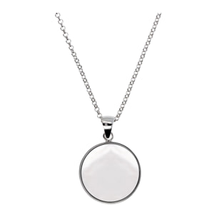 Collana White con Pendente Disco Medio in Pietra Naturale Madreperla Bianca