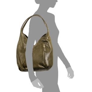 Jesi Borsa a spalla Donna. Pelle autentica Camoscio Inciso Serpente