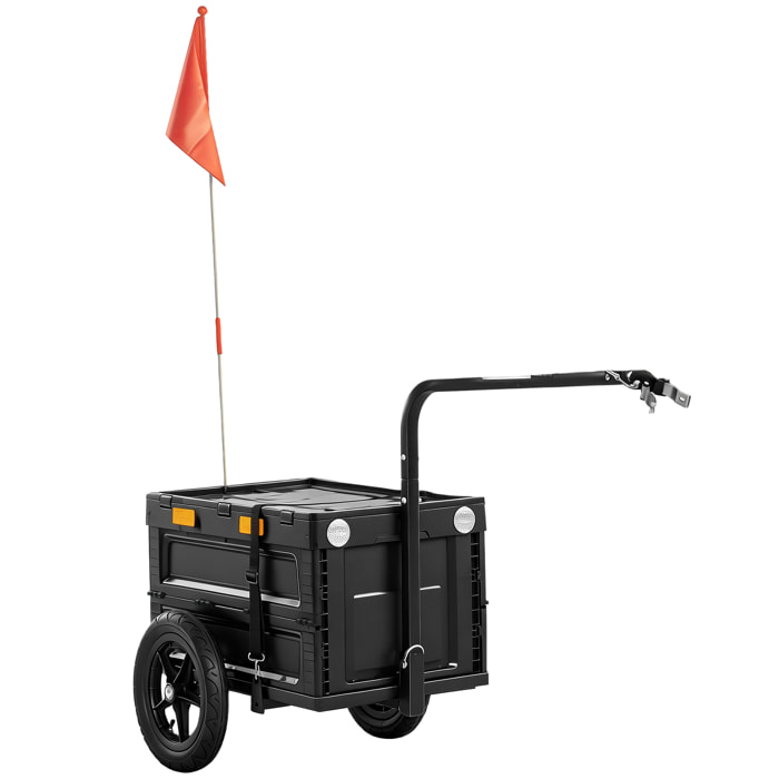 Remorque vélo cargo pliable caisse plastique 65L noir