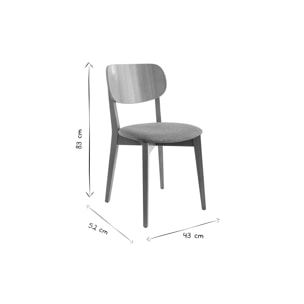 Chaises vintage en bois clair chêne et noir (lot de 2) LUCIA