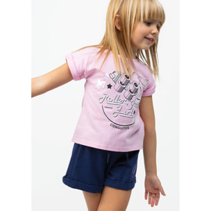 Camiseta De Niña Lentejuelas Rosa