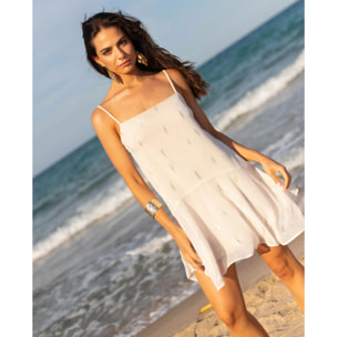 Vestido mini de gasa con escote halter y corte imperio