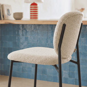 Lot de 2 tabourets de bar en tissu bouclette - BETTY