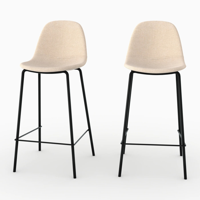 Lot de 2 chaises pour îlot central en tissu beige 65,5 cm - Henrik
