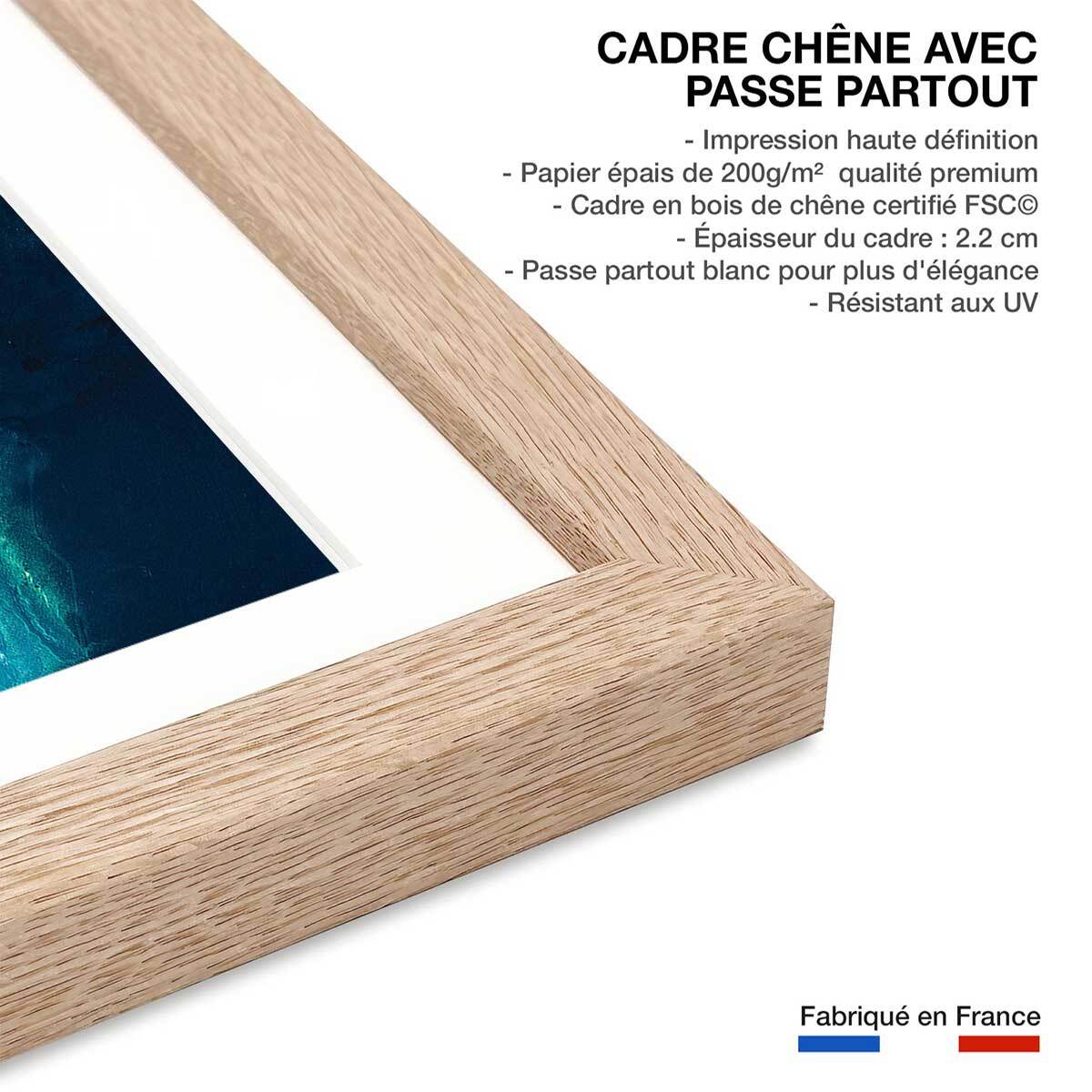 Poster bleu dynamique Affiche sous cadre bois
