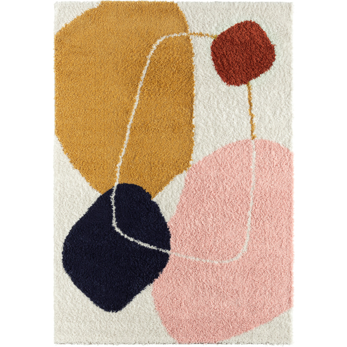 Aquarelle - tapis chambre d'enfant en laine artificielle à motif géométrique multicolore