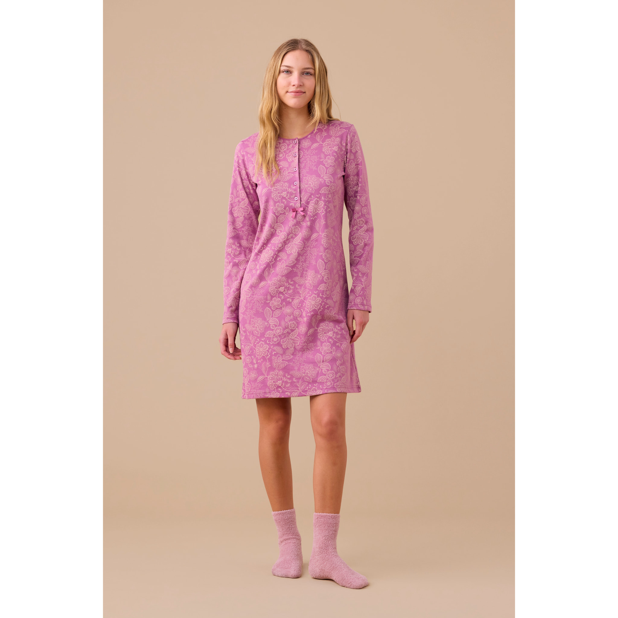 Camicia da notte donna caldo cotone articolo flory Noidinotte