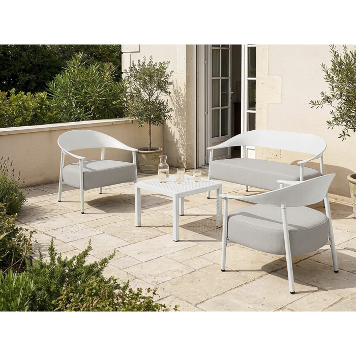 Canapé de jardin en plastique et métal "Céora" - 2 places - Blanc