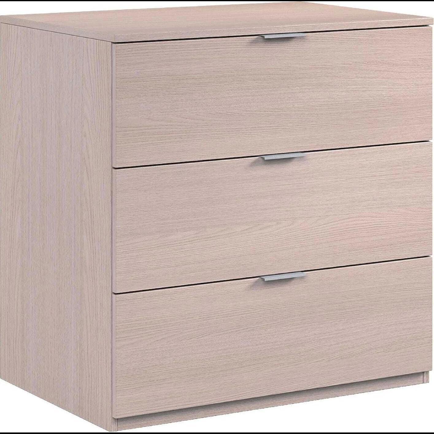 Cassettiera 3 Cassetti Comodino Senza Piedi Comò Mobile Camera Letto Salvaspazio Antigraffio Design Minimal Moderno Lavanderia 77x38x80 Cm Rovere