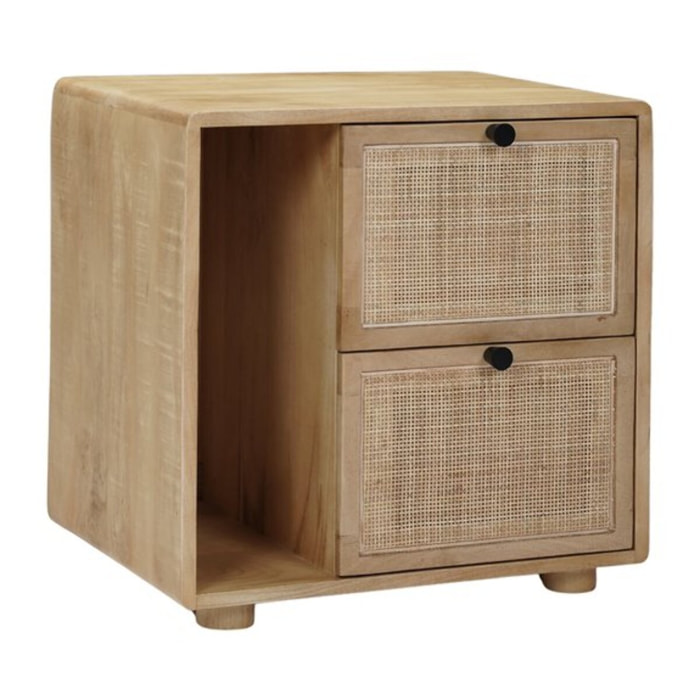 Table de chevet Lucca -bois massif de manguier et rotin-couleur catuai 52 x 53 x 40 cm
