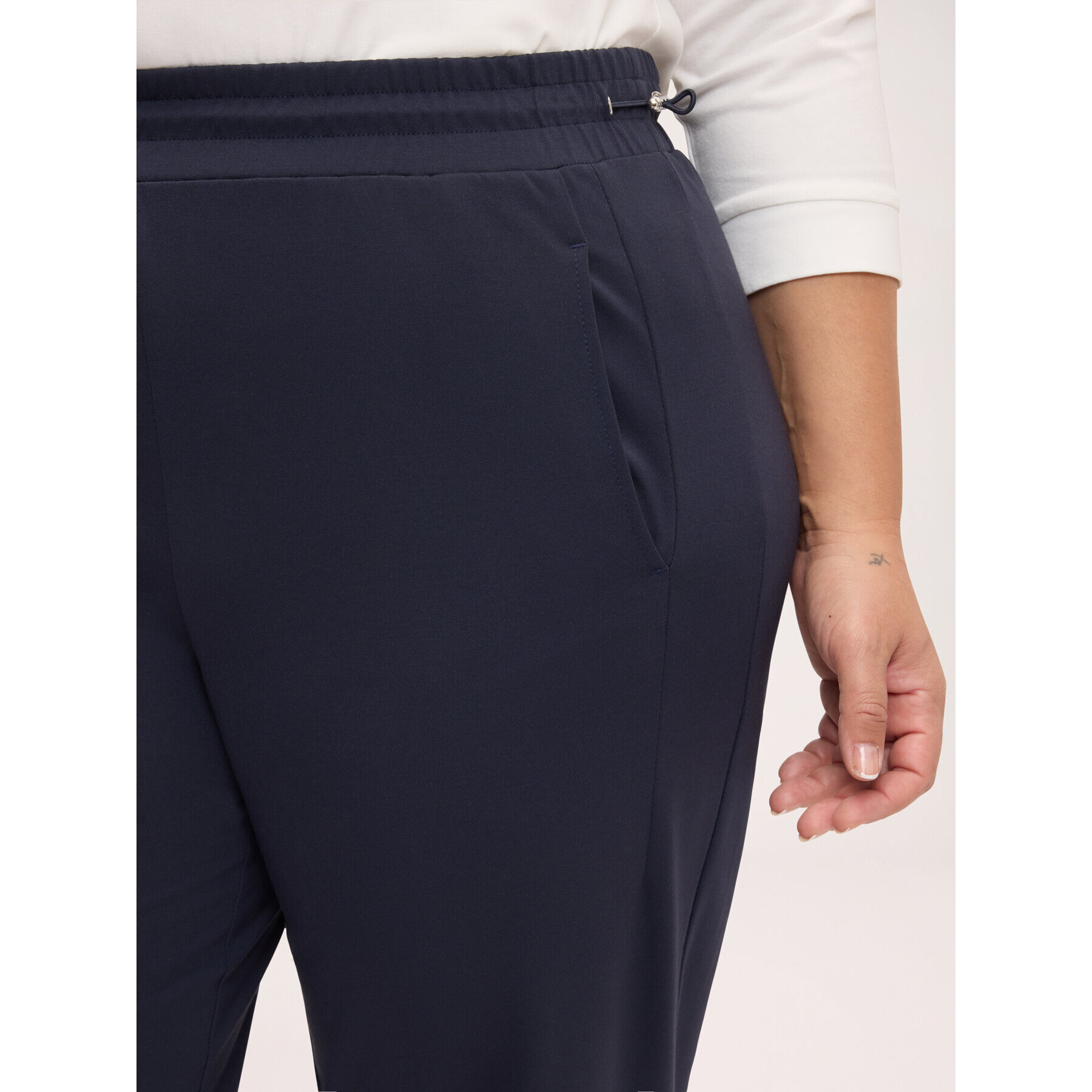 Fiorella Rubino - Pantaloni in Punto Milano con coulisse in vita - Blu