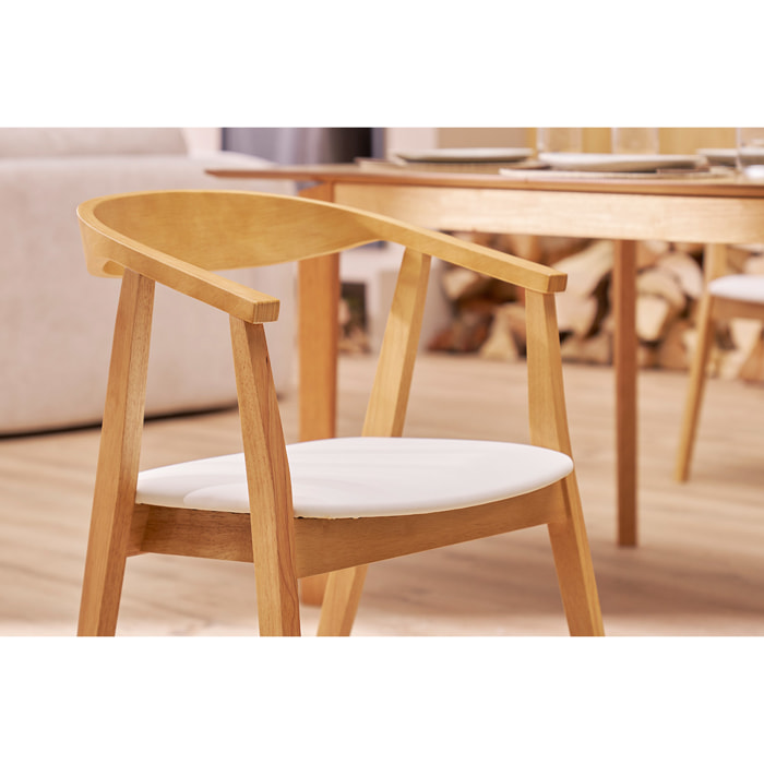Chaises scandinaves design blanc et bois clair (lot de 2) BAHIA