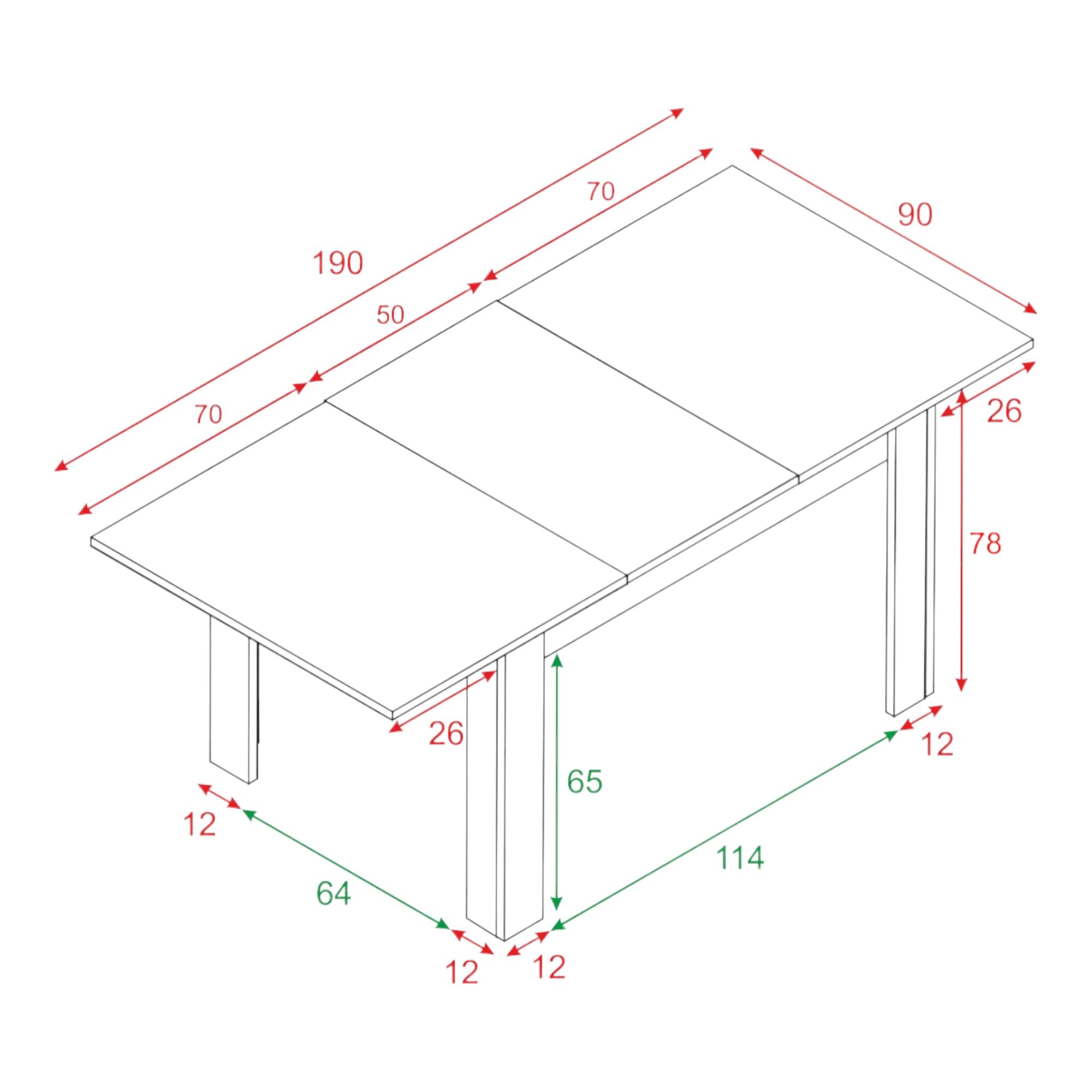 Tavolo allungabile Midland, Tavolo per sala da pranzo allungabile, Tavolo da pranzo estensibile con allunga, cm 140/190x90h78, Rovere